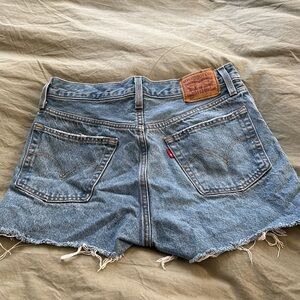 Levi's Blue Jean Shorts with Frayed Hem